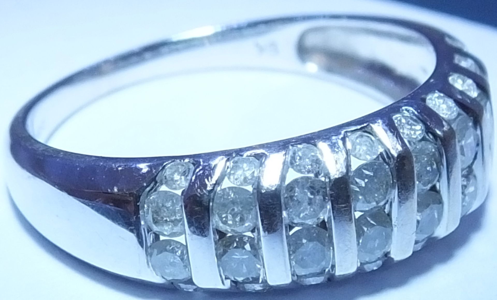 A 9ct White gold diamond  ring. With a pave-set diamond tapered band ring. Estimated total diamond - Image 2 of 3
