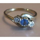 A 9ct Gold Sapphire and Diamond trilogy twist ring,