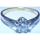 18ct gold and Diamond solitaire ring, with a platinum bridge. The  brilliant-cut diamond, to the