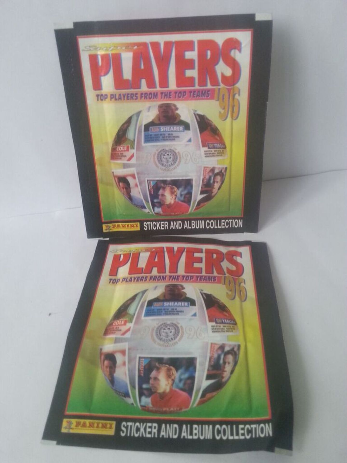 Two sealed packets of panini football stickers ; super players 1996. If required FREE UK DELIVERY is