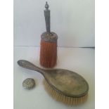 Antique silver hallmarked brushes together with rattle parts for scrap (rattle not hallmarked,