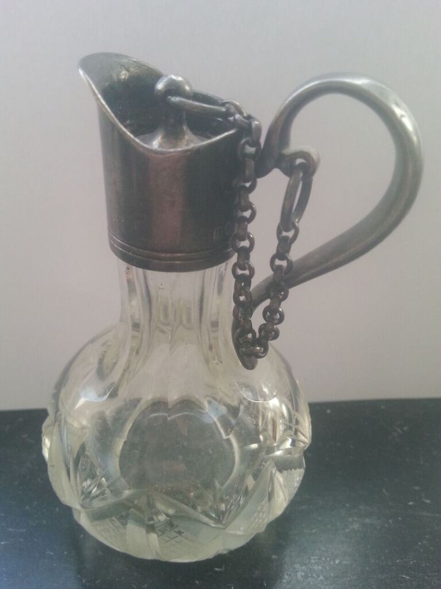 Stunning antique silver hallmarked (possibly Scottish - Glasgow) cut glass ewer with heavy stopper