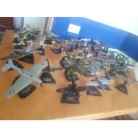 Large quantity of Atlas Editions diecast aeroplane models on stands, a beautiful collection of