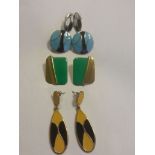 Group of retro enamelled earrings