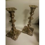 Pair of silver plate candlesticks