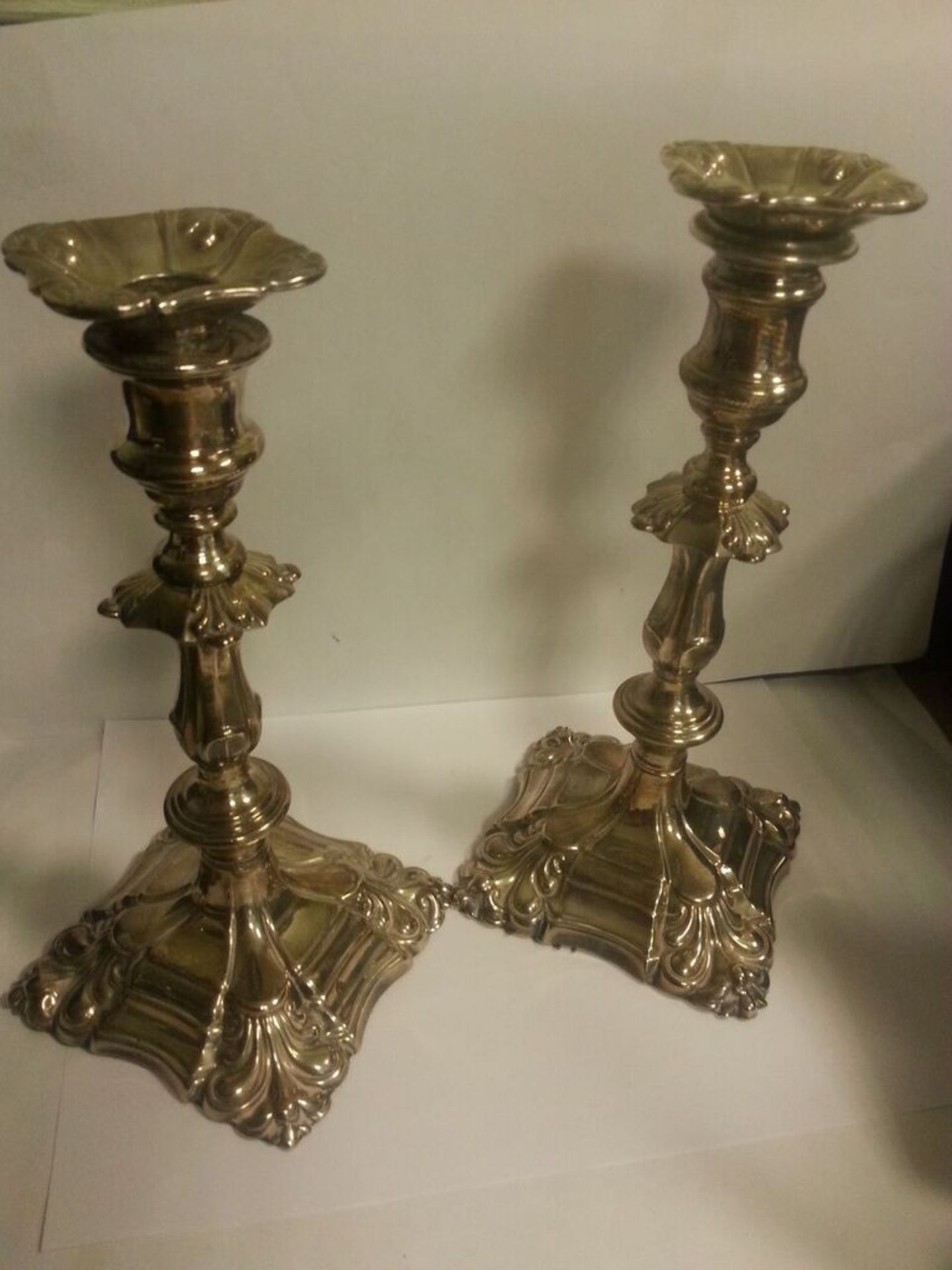 Pair of silver plate candlesticks