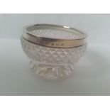 Silver collared cut glass salt hallmarked Birmingham 1913