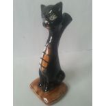 Italian pottery novelty alcohol decanter in the form of a cat, with contents, sealed. Produced and