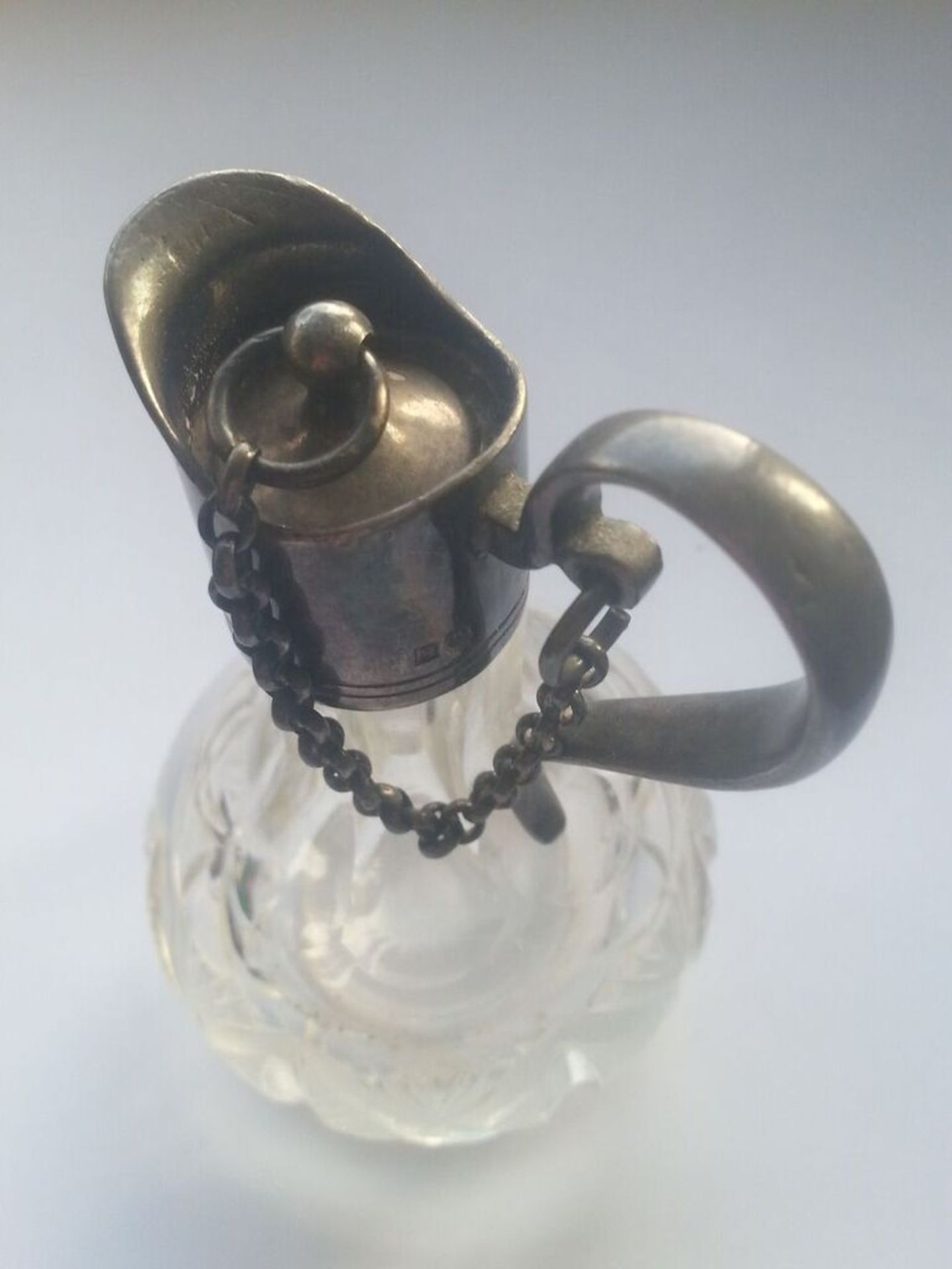 Stunning antique silver hallmarked (possibly Scottish - Glasgow) cut glass ewer with heavy stopper - Image 2 of 3