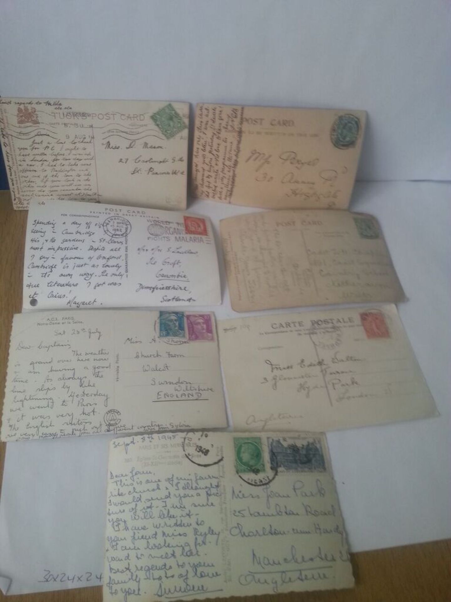 Collection of 15 vintage used postcards with handwriting and stamps - Image 3 of 4