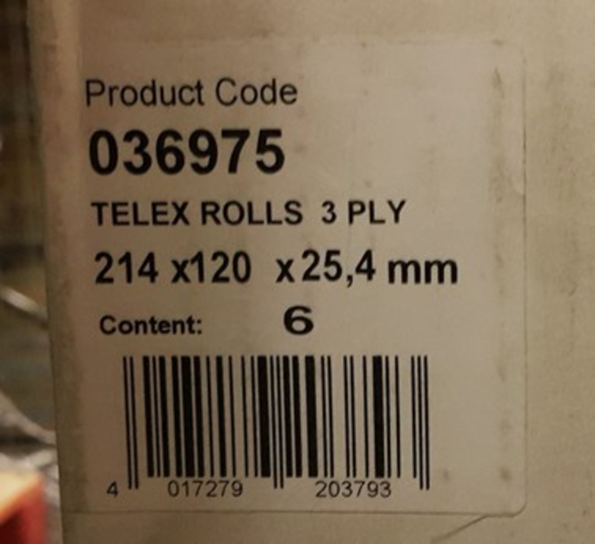 Pallet of 3 Ply TELEX ROLLS (214 x 120 x 25,4 mm) 14 Boxes. Each Box Contains 6 Rolls (84 Rolls - Image 3 of 3