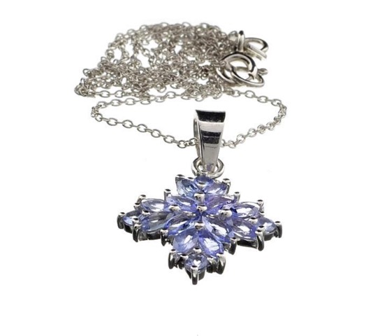 Necklace 
12 x Marquise cut Tanzanite gemstones =1.61 carat And 4 x round cut Topaz gemstones 0.19