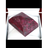 A very large Rectangle Cut Ruby Gemstone=747.10 carat, measures 5.45cm x 3.74cm x 2.72cm