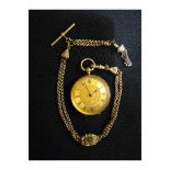 14 ct Cuivre pocket watch with yellow metal chain