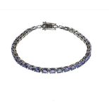 Tanzanite bracelet  - 35x Tanzanite gemstones = 4.65 carat And Platinum Over Silver Bracelet.