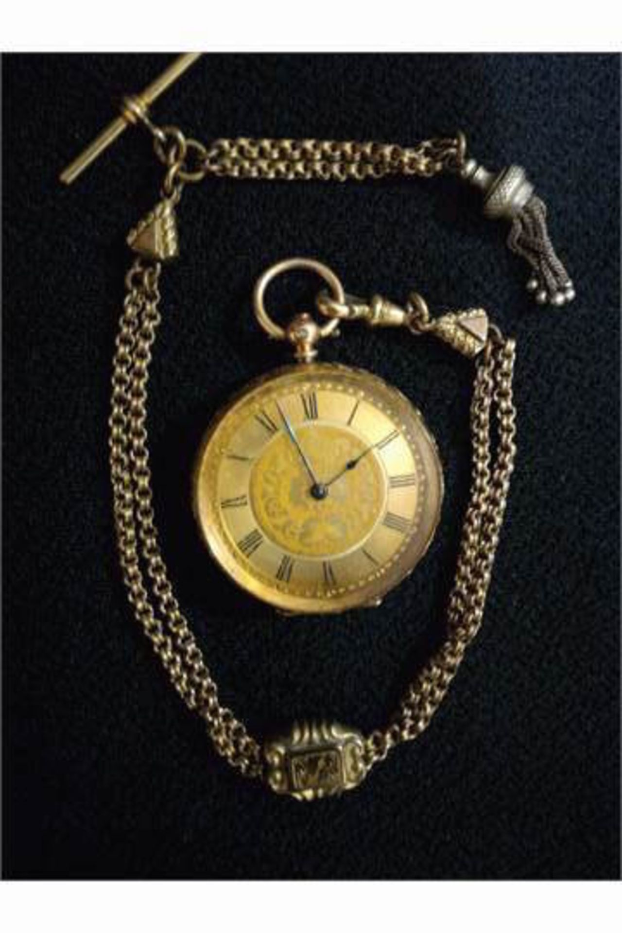 14 ct Cuivre pocket watch with yellow metal chain - Image 2 of 9
