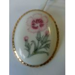 Vintage oval porcelain brooch. Approx 5cm at longest point