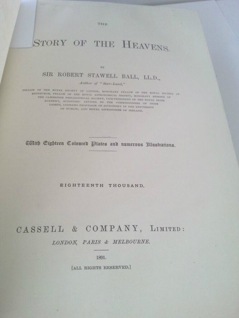 ASTRONOMY INTEREST - 19th century book by Sir Robert Stawell Ball - THE STORY OF THE HEAVENS - - Image 3 of 4