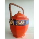 Stunning brightly coloured antique biscuit barrel by NHP decorated with Roman chariots amongst