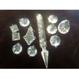 Group of various Victorian crystal to include spare dropper for lustre vase etc