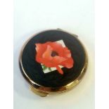 Vintage Stratton pill box - poppy design