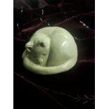 Small Welsh Pottery Ewenny Clay Pits cat, 7cm across. Impressed marks to base. Very good condition.