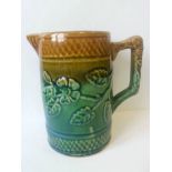 Antique English Majolica jug, signed "England" to base. Condition - age related crazing and glaze