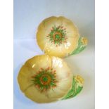 Pair of Carlton Ware Buttercup dishes. Condition - age related crazing as pictured.