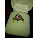 18 ct gold diamond and ruby ring