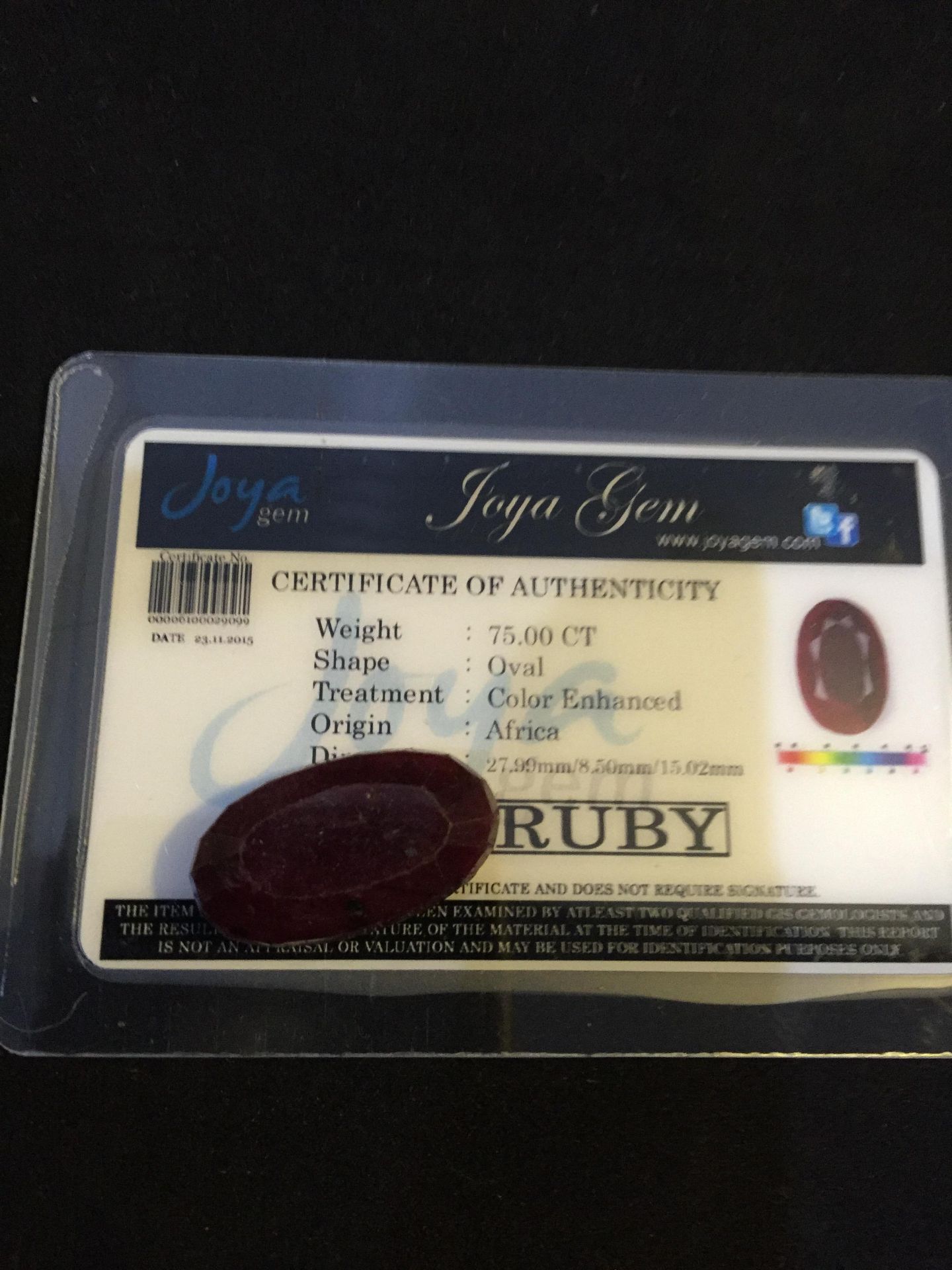 75ct Oval Cut Ruby