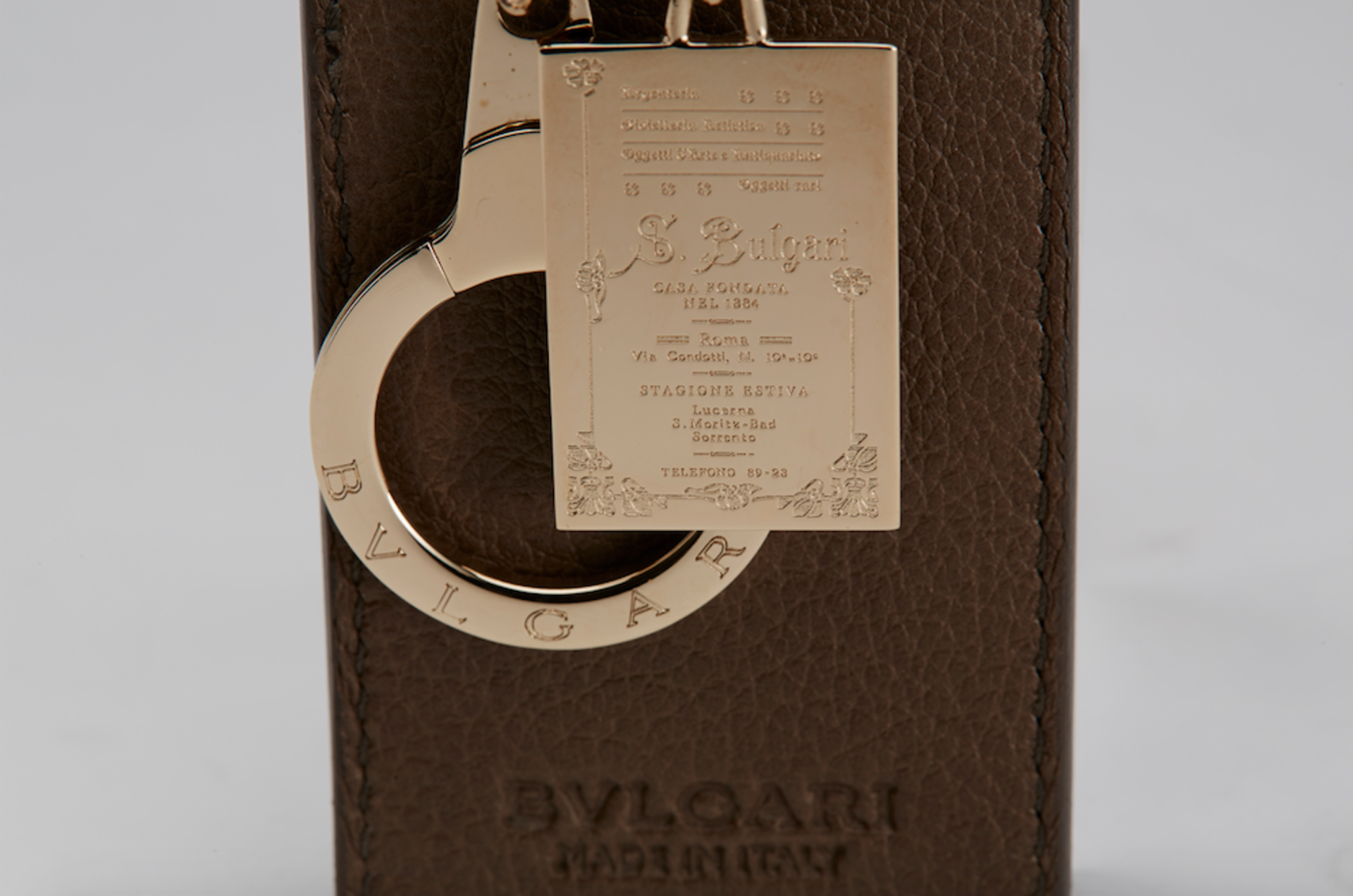 Bvlgari, Leather Gold Pendant Keyring - Image 6 of 6