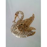 BEAUTIFUL PAVE SET DESIGNER SWAN BROOCH BY ATTWOOD & SAWYER. Low cost delivery available on all