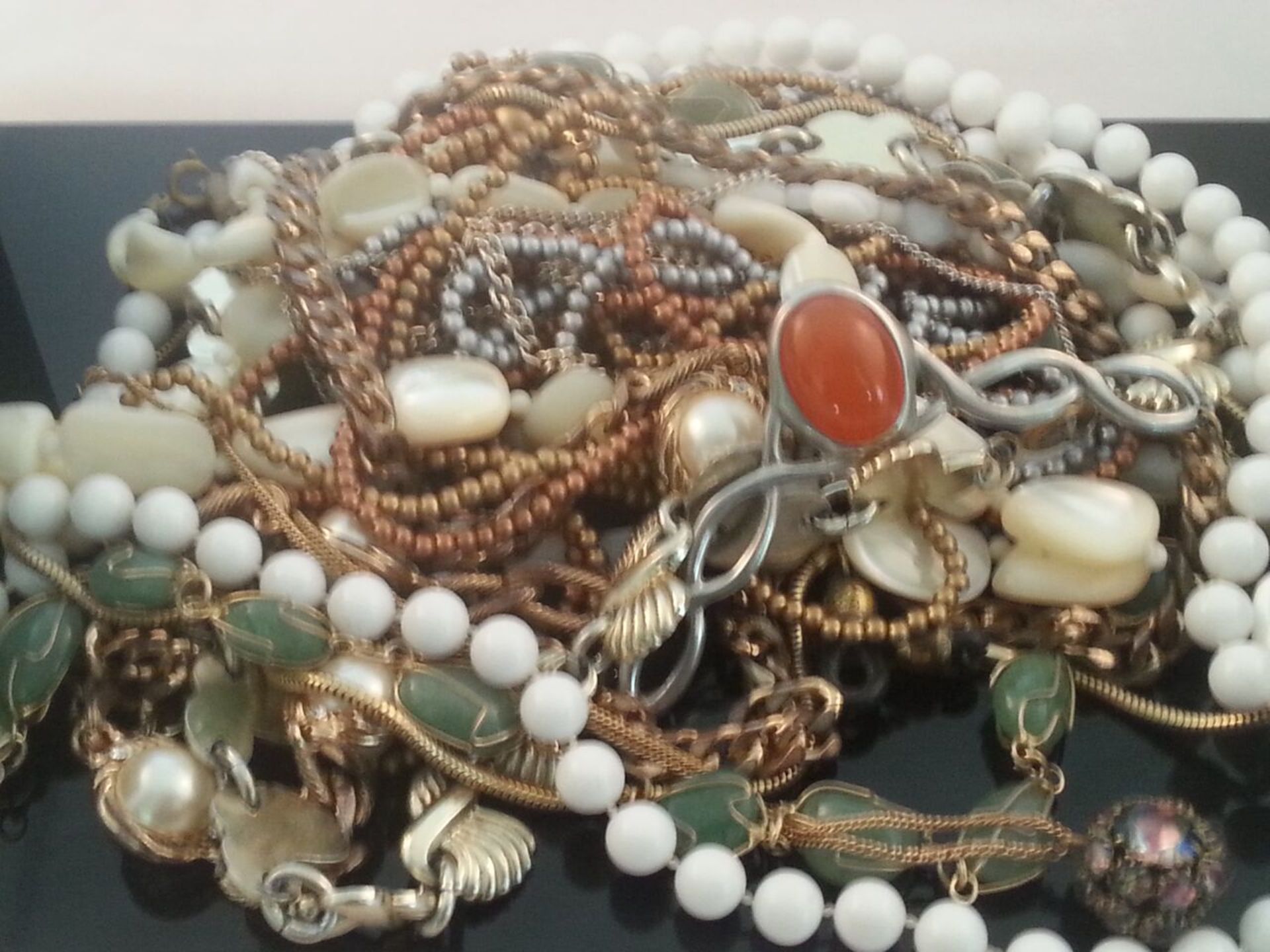Large group of 10 vintage costume necklaces. Low cost delivery available on all items. This is a low
