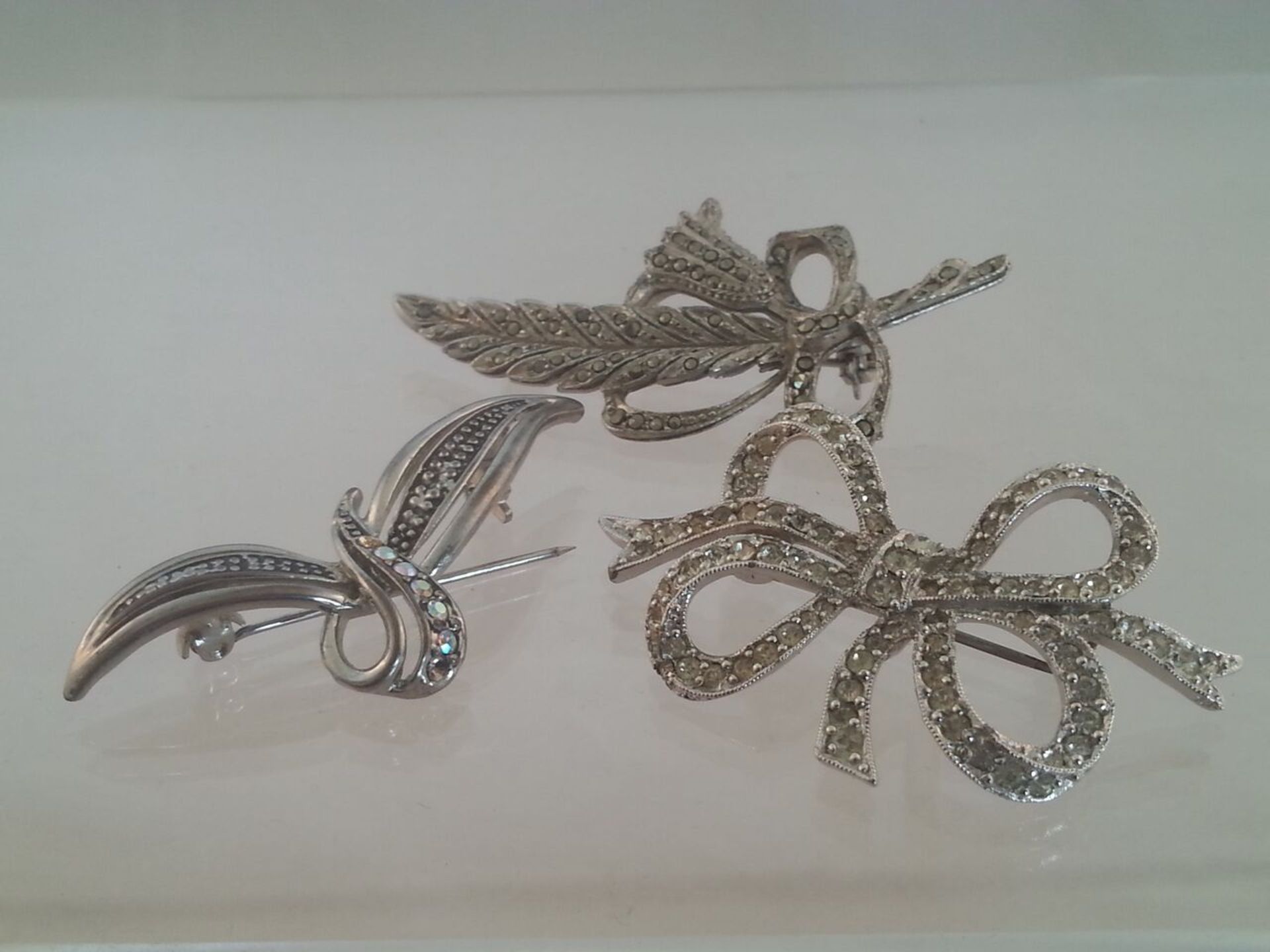 Trio of vintage marcasite brooches Low cost delivery available on all items. This is a low start, no