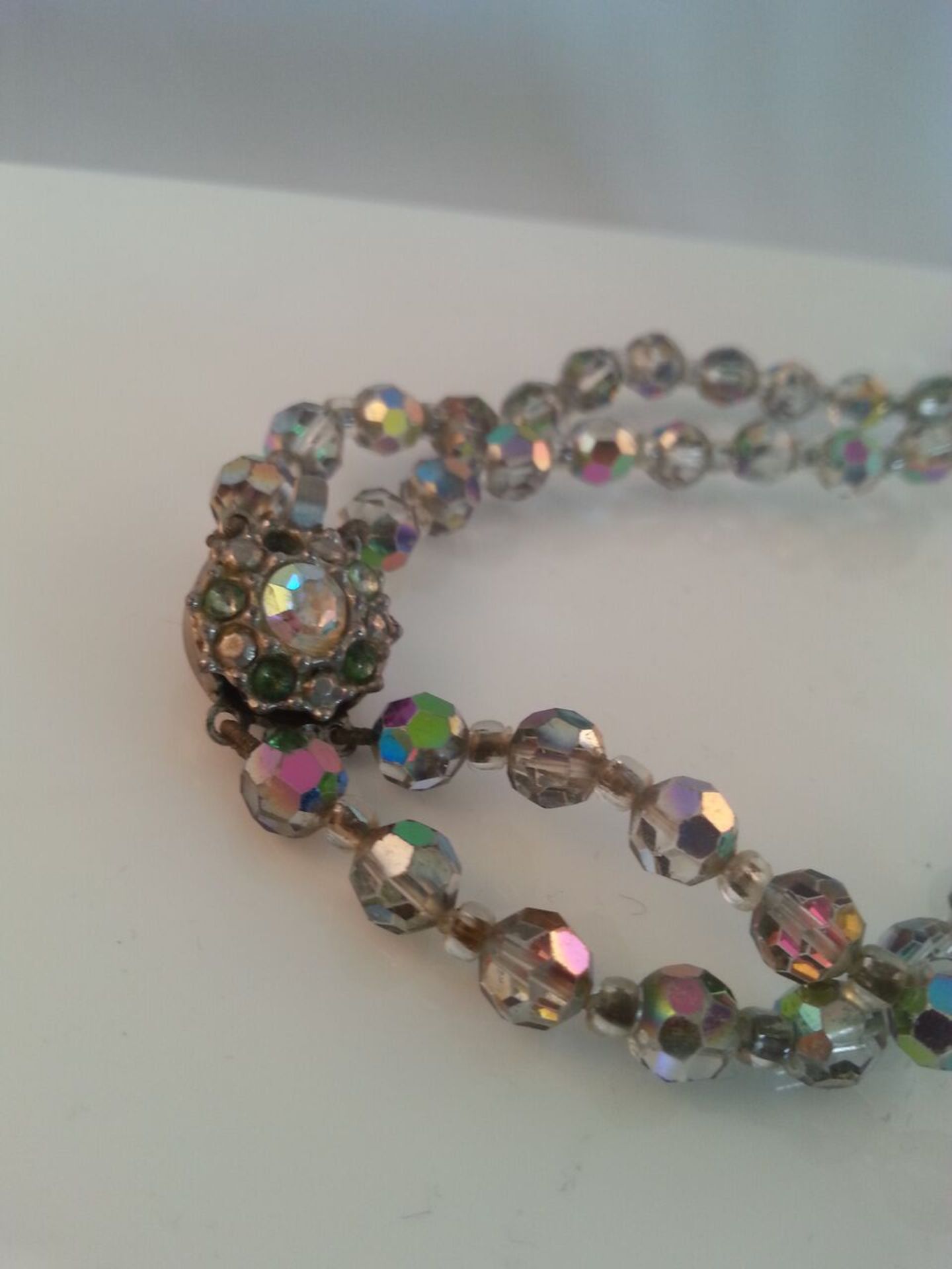 Beautiful double string 1950s vintage crystal aurora borealis choker Low cost delivery available - Image 2 of 3