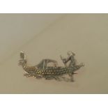 Attractive marcasite brooch depicting an oriental fishing boat, 5cm wide Low cost delivery available