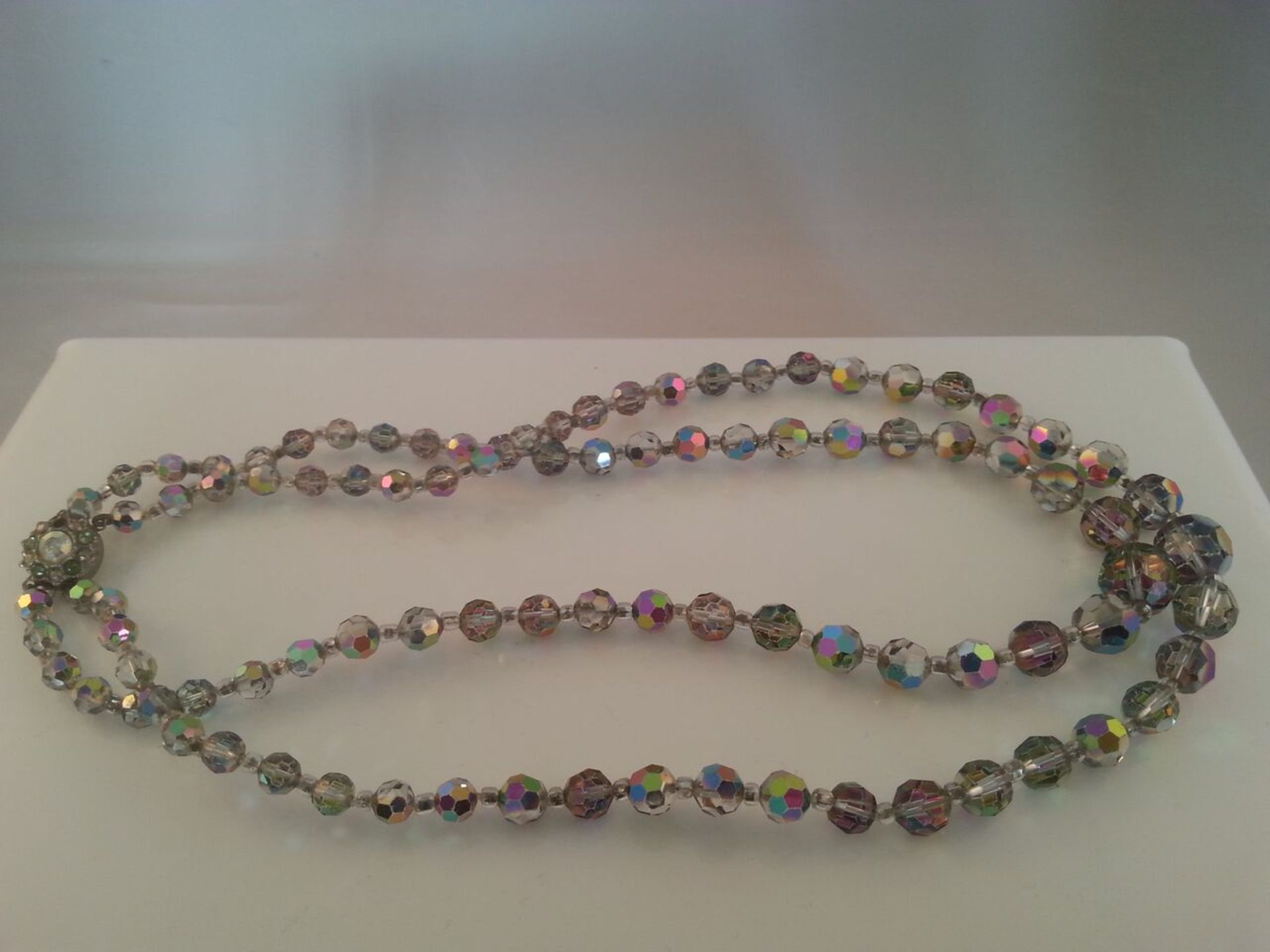 Beautiful double string 1950s vintage crystal aurora borealis choker Low cost delivery available