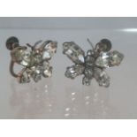 Vintage Austrian crystal screw back butterfly earrings, each approx 2cm wide. Low cost delivery