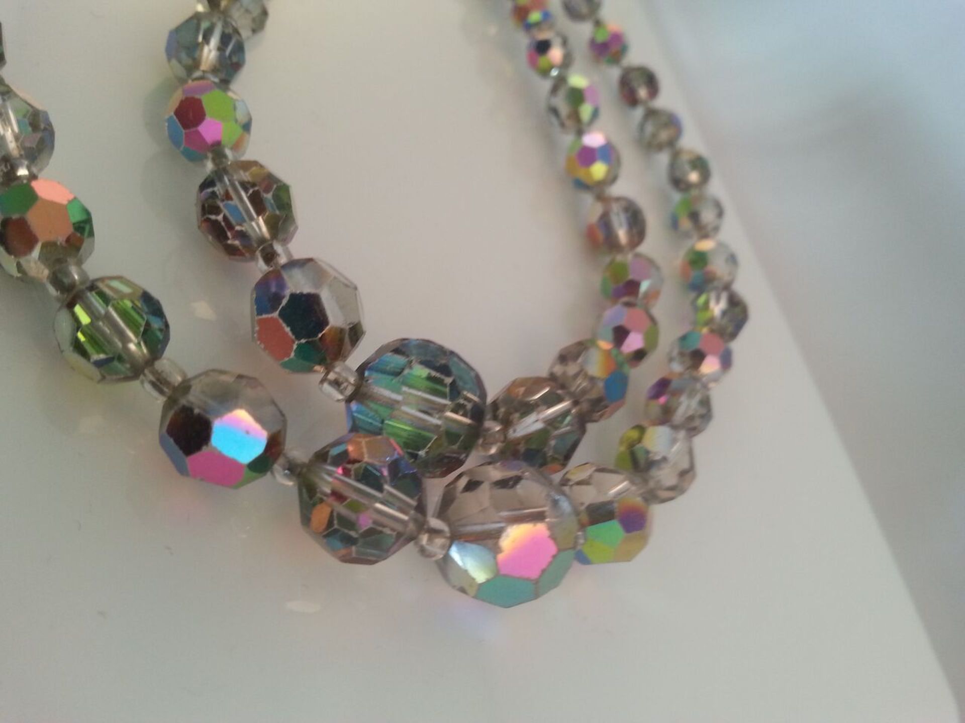 Beautiful double string 1950s vintage crystal aurora borealis choker Low cost delivery available - Image 3 of 3