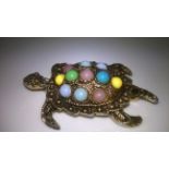 VINTAGE BROOCH IN THE FORM OF A TURTLE WITH MULTI COLOUR STONES Striking vintage brooch in the