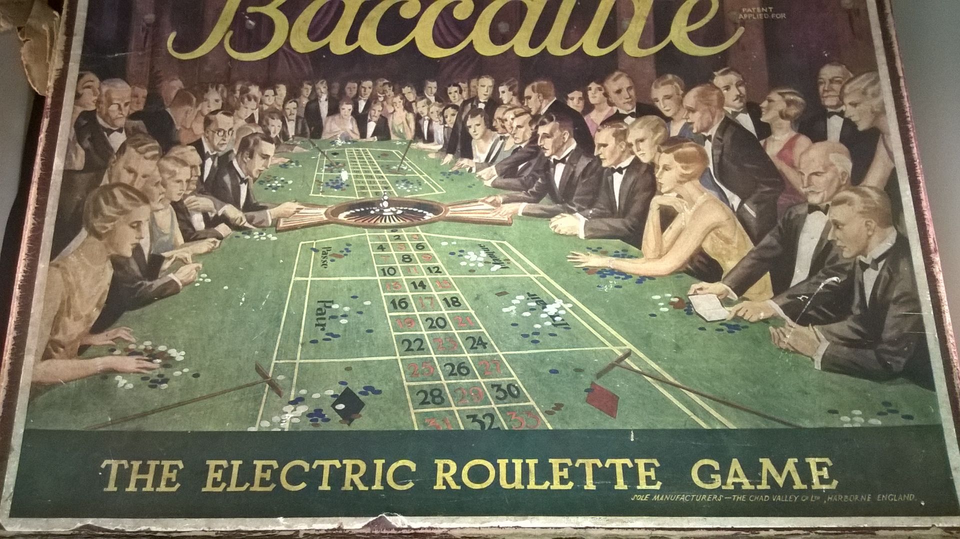 VINTAGE CHAD VALLEY BACCALITE GAME FROM 1920s - THE ELECTRIC ROULETTE - PATENT APPLIED FOR Vintage