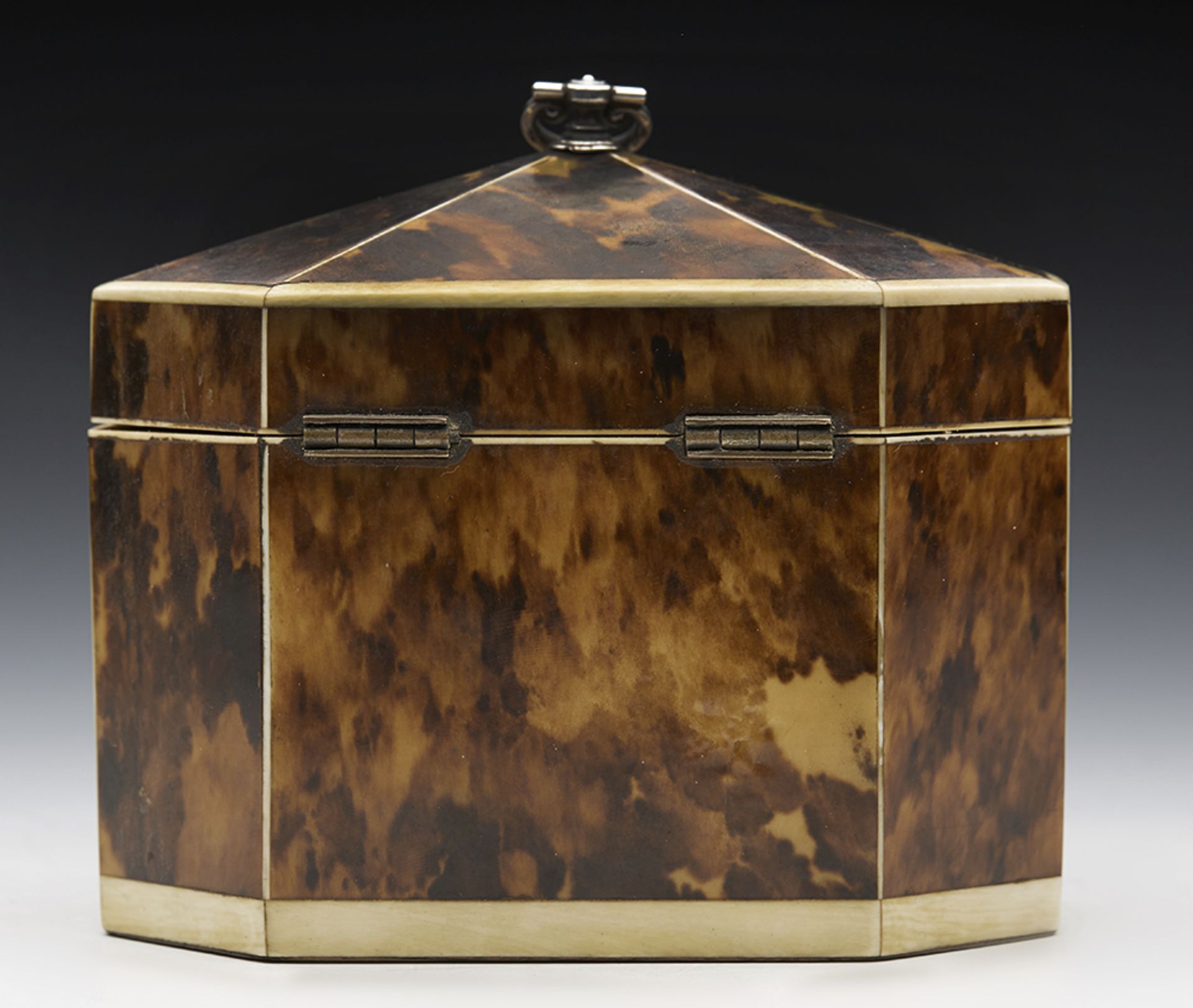 Antique Georgian Tent Topped Tortoiseshell & Ivory Tea Caddy C.1790 - Image 10 of 12