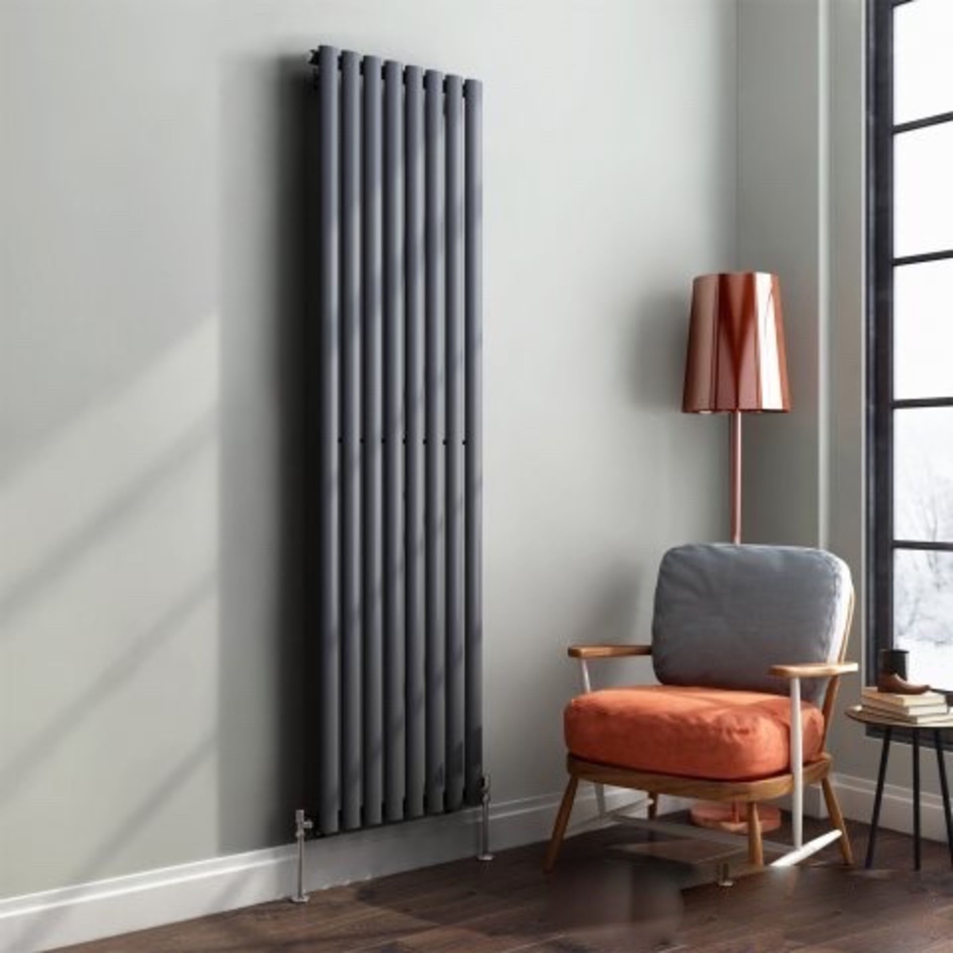 A44 - 1800x480mm Anthracite Single Oval Tube Vertical Radiator - Ember Premium. RRP £223.99 For an - Image 3 of 4