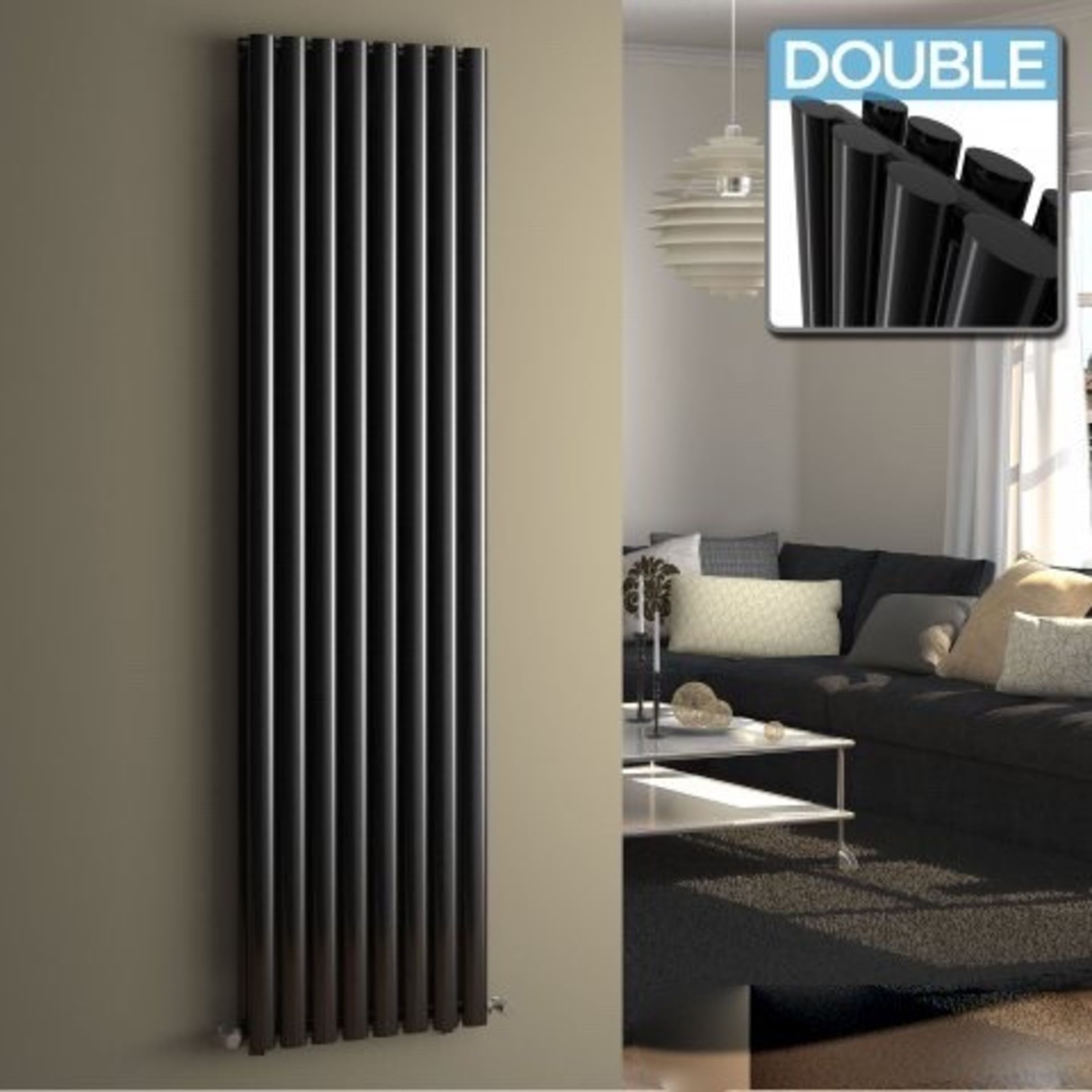 A41 - 1800x480mm Black Double Oval Tube Vertical Radiator - Ember Premium. RRP £319.99. Want to