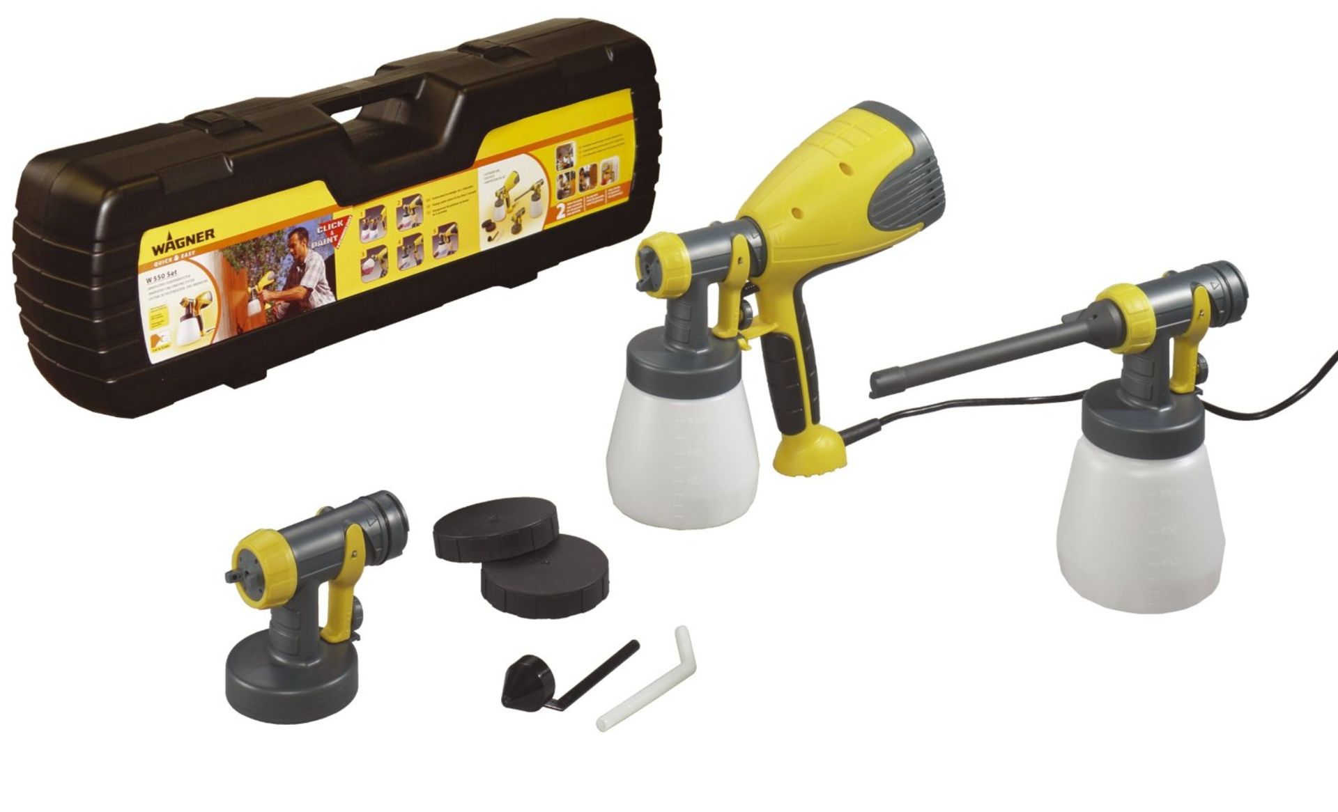 Wagner GB W-550 HVLP Fine Paint Spray System with Radiator Nozzle and Carry Case 3-way adjustable