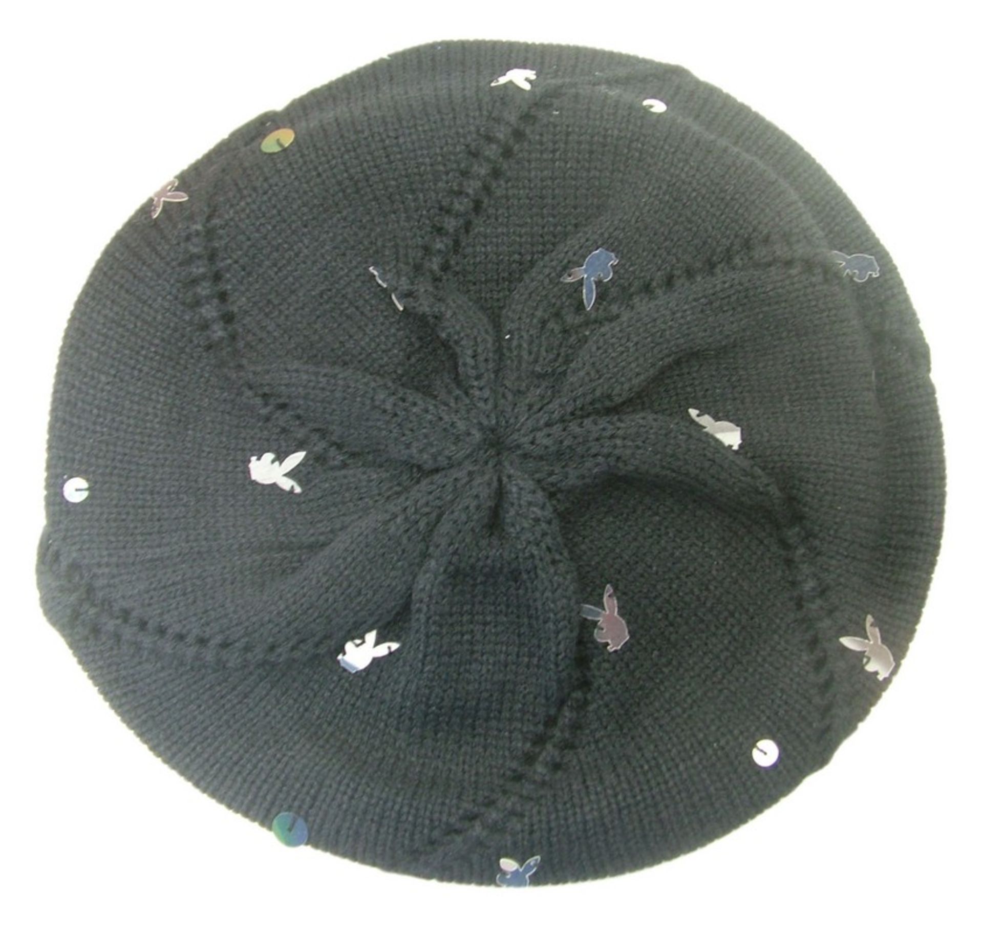 Joblot of 50 Playboy Womens Black & Sequin Detail Berets - Image 2 of 6