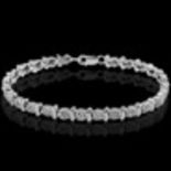 CHARMING 0.87 CARAT TW (150 PCS) GENUINE DIAMOND PLATINUM OVER 0.925 STERLING SILVER BRACELET