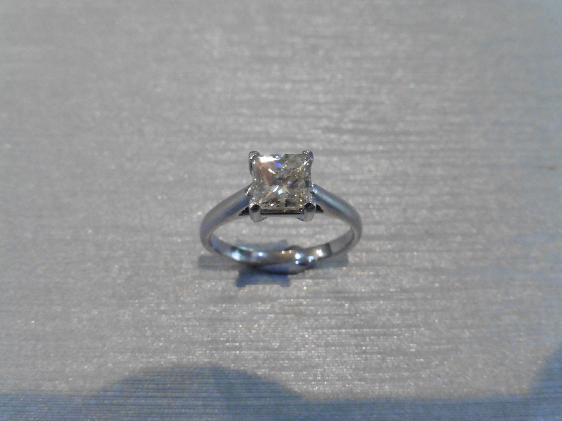 Brand new 18ct gold diamond solitaire ring set with a princess cut diamond weighing 1.30ct. J - Image 4 of 4