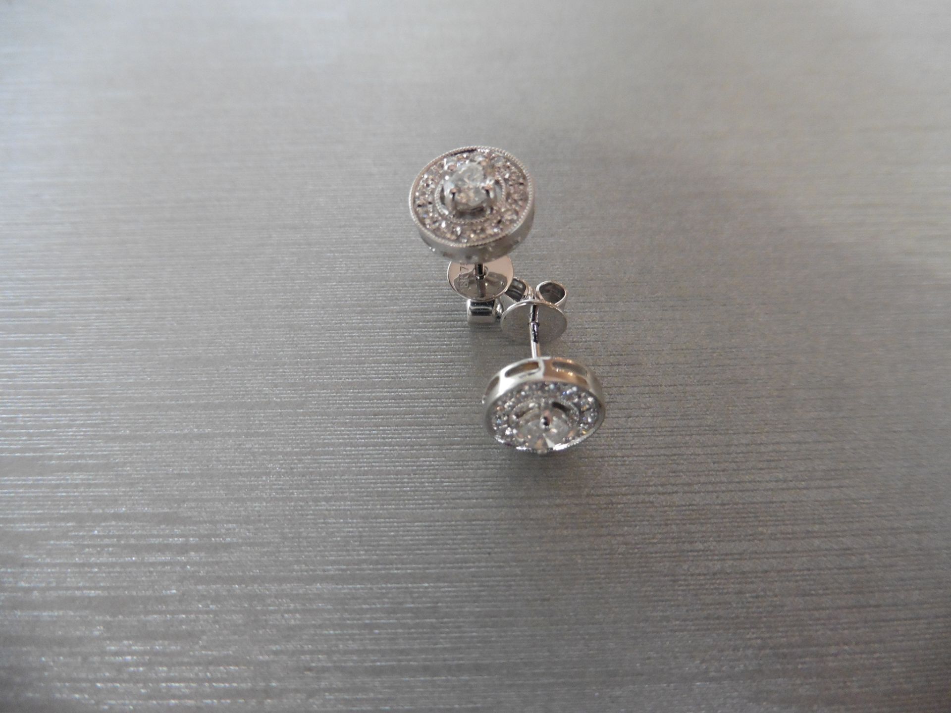 Brand new pair of 18ct white gold diamond set earrings each set with a 0.30ct brilliant cut - Image 2 of 4