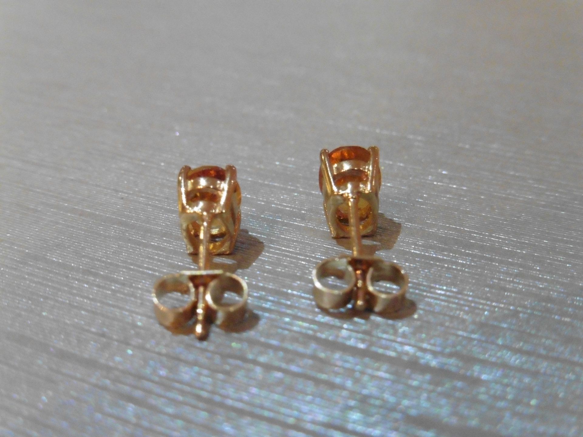 Brand new 9ct yellow gold citrine stud style earrings each set with an oval cut Citrine ( - Image 2 of 3